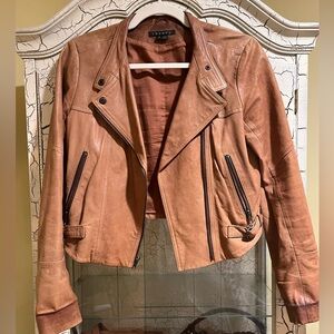 Theory tan leather jacket